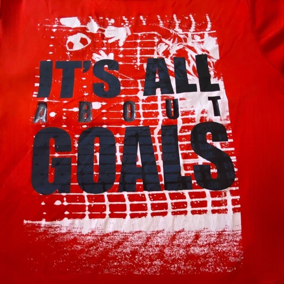 FILA Sport TruDry “It’s All About Goals” Soccer Red Unisex Tee T-Shirt Youth XL - Picture 2 of 6